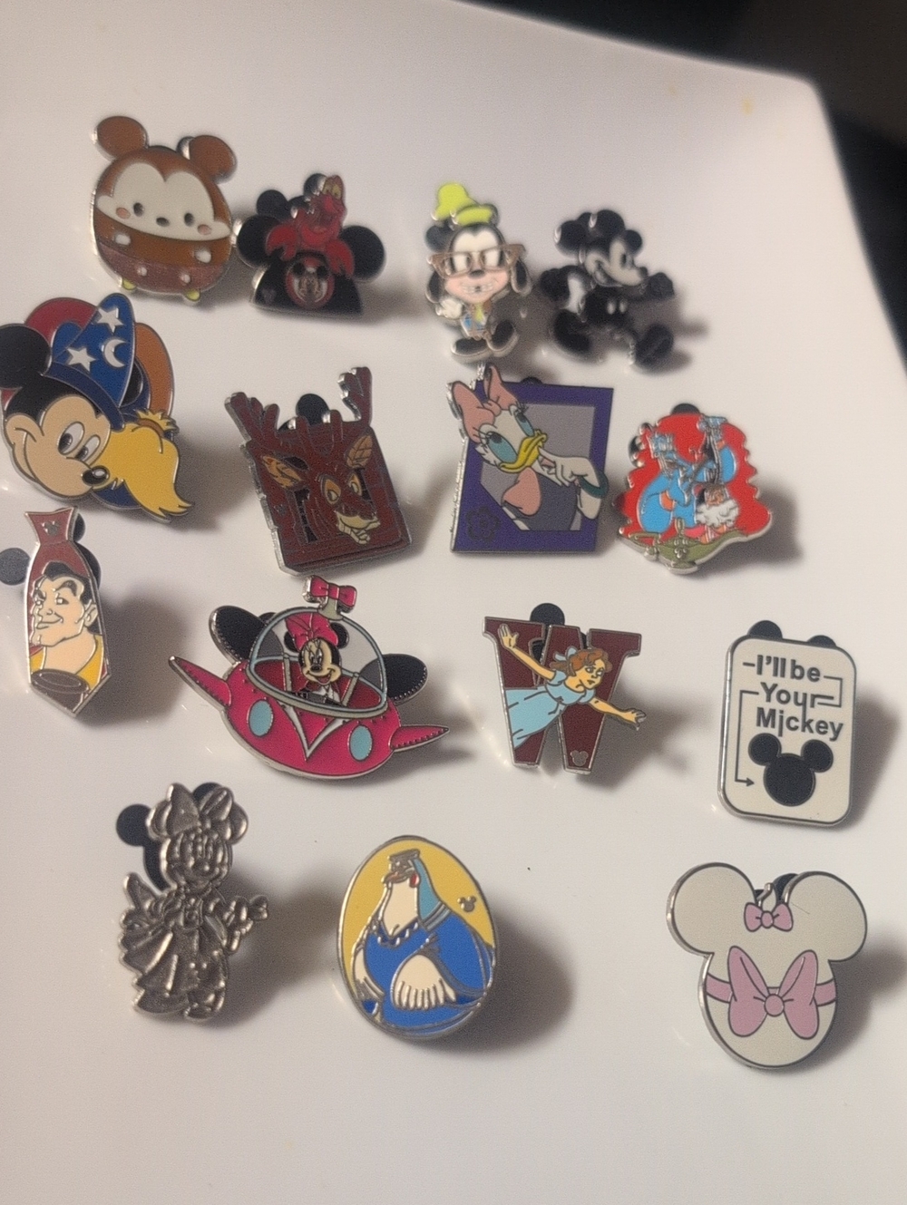 Disney Multicolor Kids Enamel Pin Lot - Pink, Red, Blue, Yellow, Black, Purple